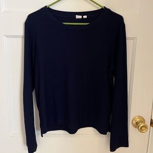 Classic navy blue gap brand Ribbed Long Sleeve Top
